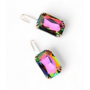 Anthropologie rainbow stone and gold vintage inspired drop earrings